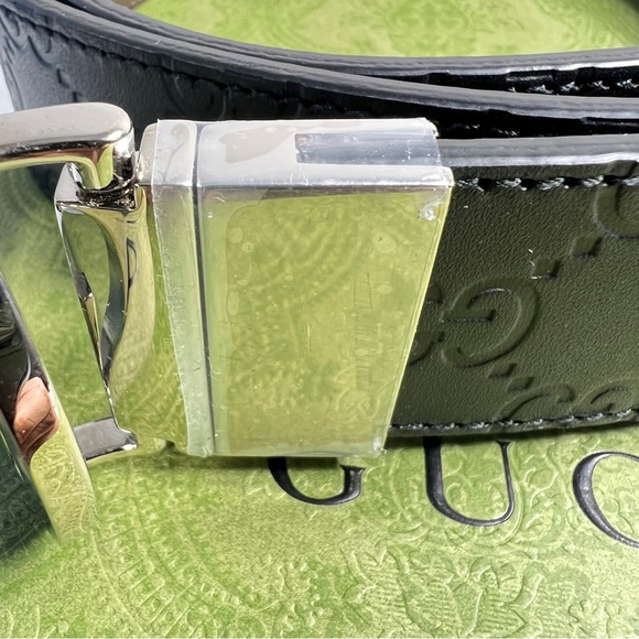 NWOT Gucci Belt Men's Leather Metal Black Brown 95cm 38in 473030 Interlocking G… - Picture 5 of 10